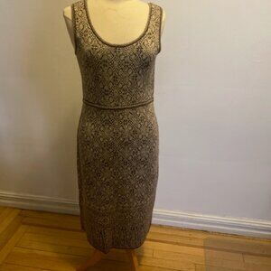 Peruvian Connection scoop neck tank dress in pima cotton geometric dbl jacquard